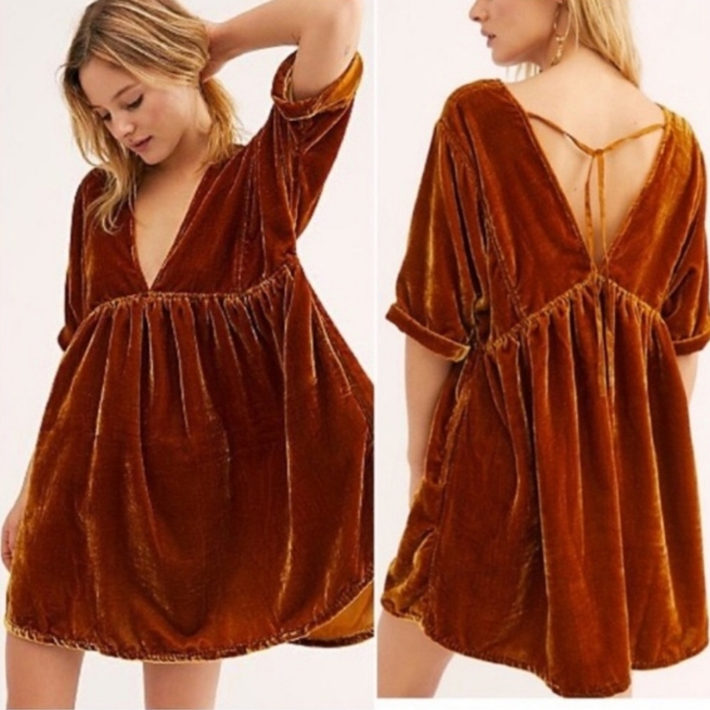 Free People ivy mini dress gold xs